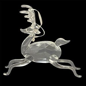 Clear Glass Reindeer Ornament Faceted Body